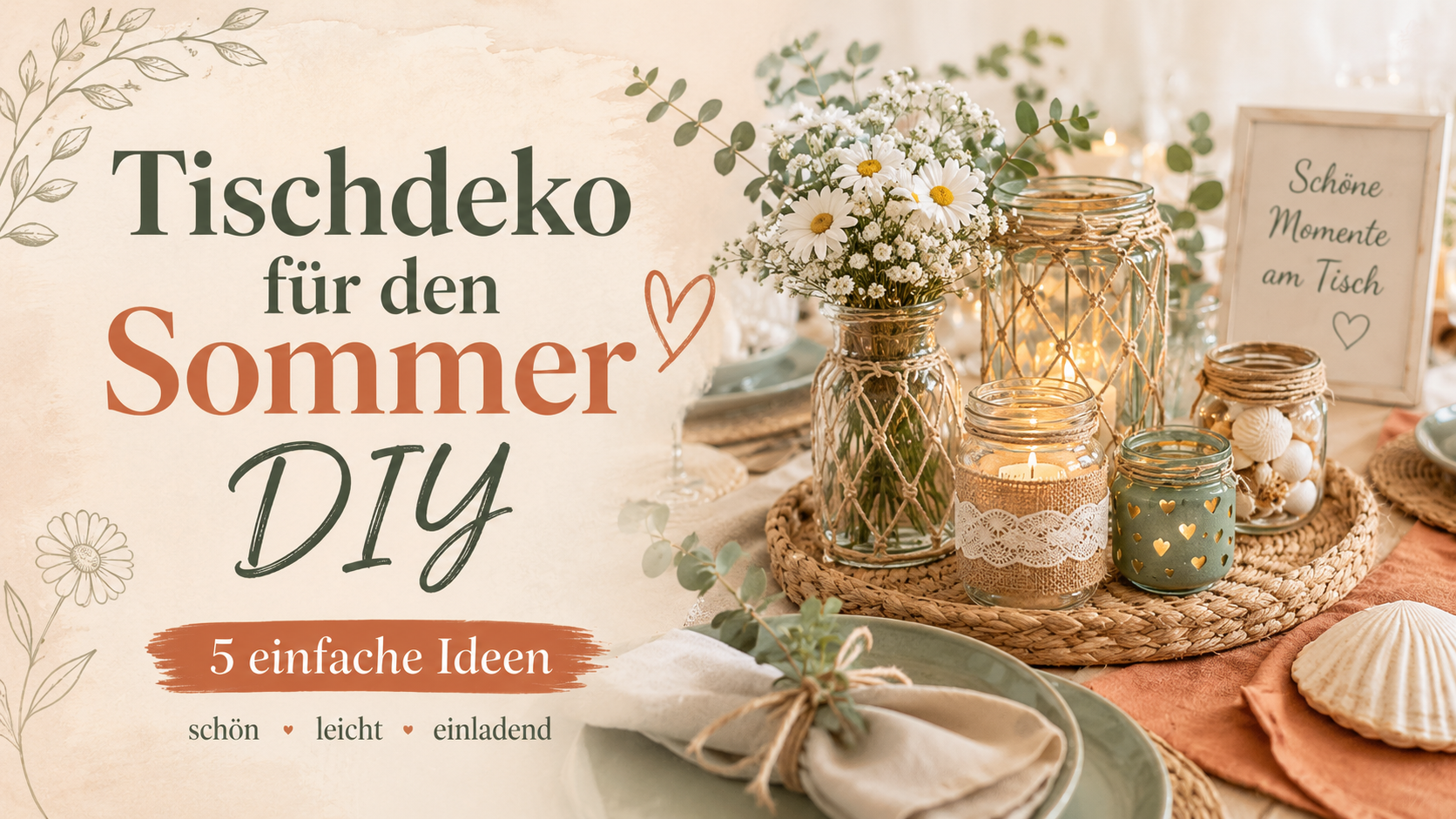 Tischdeko für den Sommer diy: 5 einfache Ideen für deinen Sommertisch