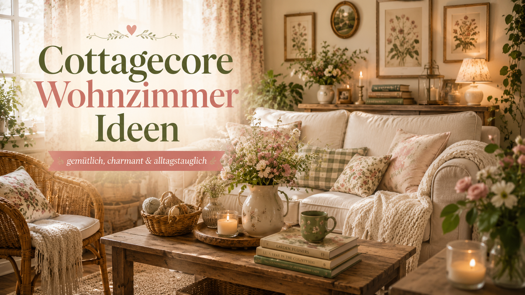 Cottagecore Wohnzimmer Ideen: Gemütlich, charmant & alltagstauglich