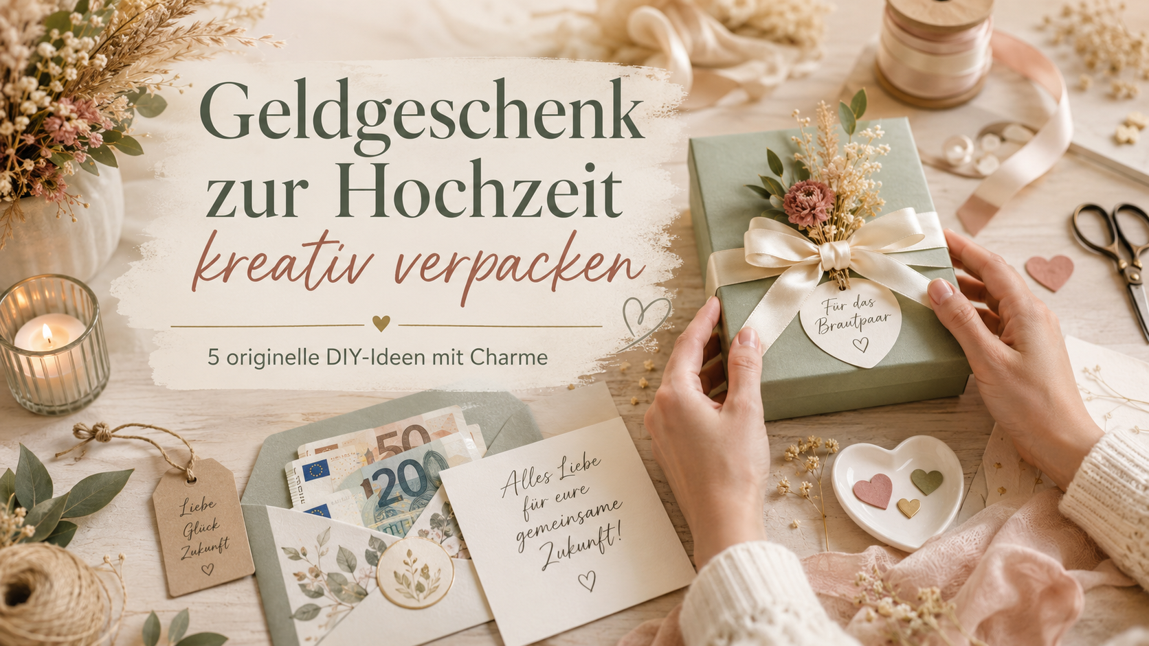 Geldgeschenk Hochzeit kreativ verpacken: 5 edle DIY-Ideen zum Nachmachen
