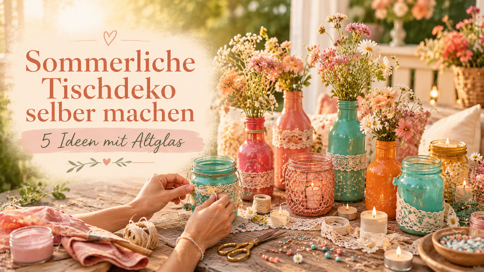 Sommerliche Tischdeko selber machen: 5 Ideen mit Altglas