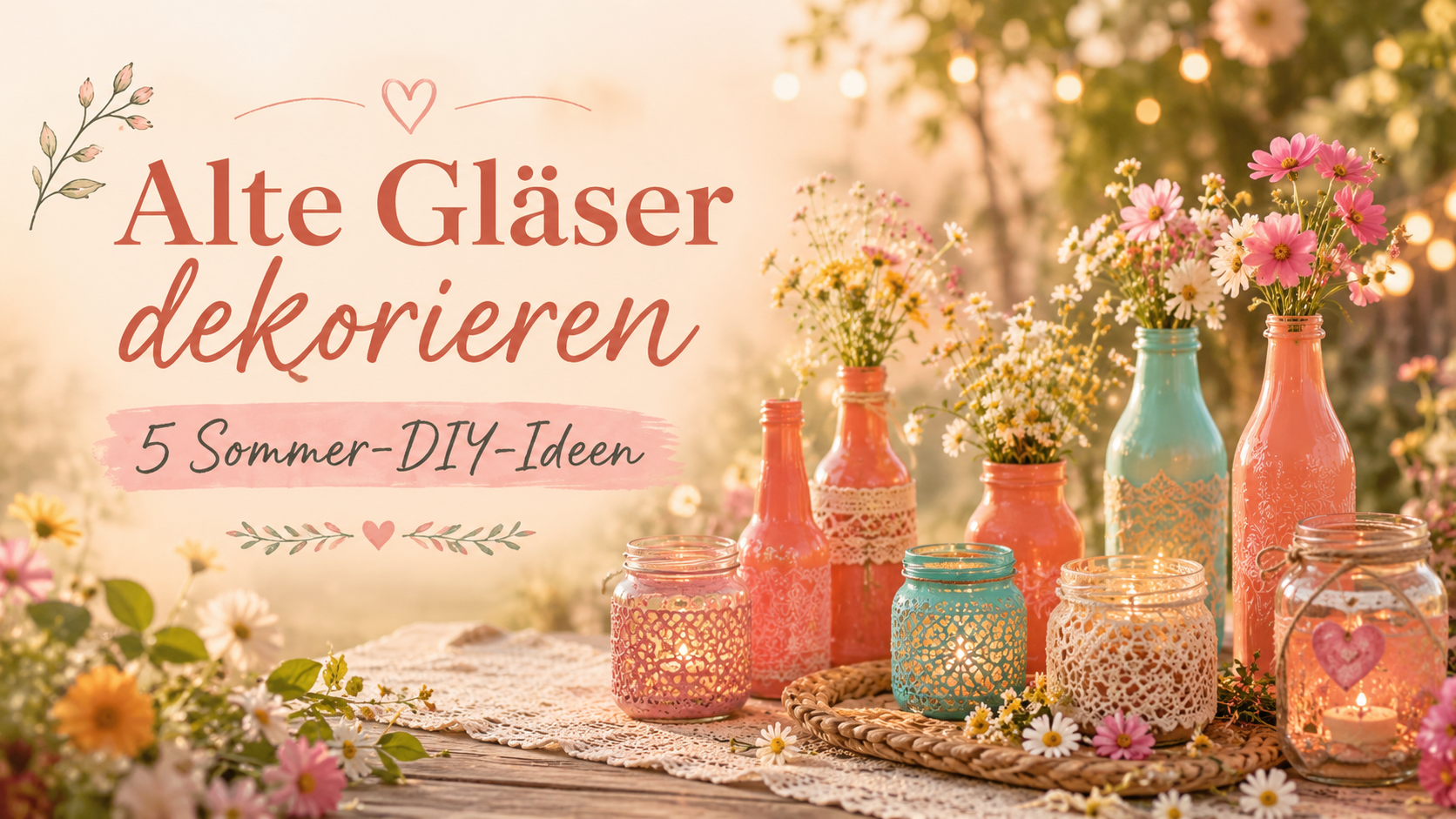 Alte Gläser dekorieren: 5 Sommer-DIY-Ideen für dein Zuhause