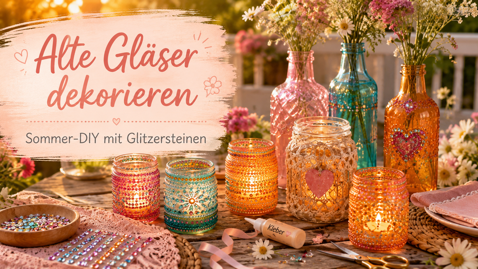 Altglas Upcycling im Sommer: 5 frische Deko-Ideen mit alten Gläsern