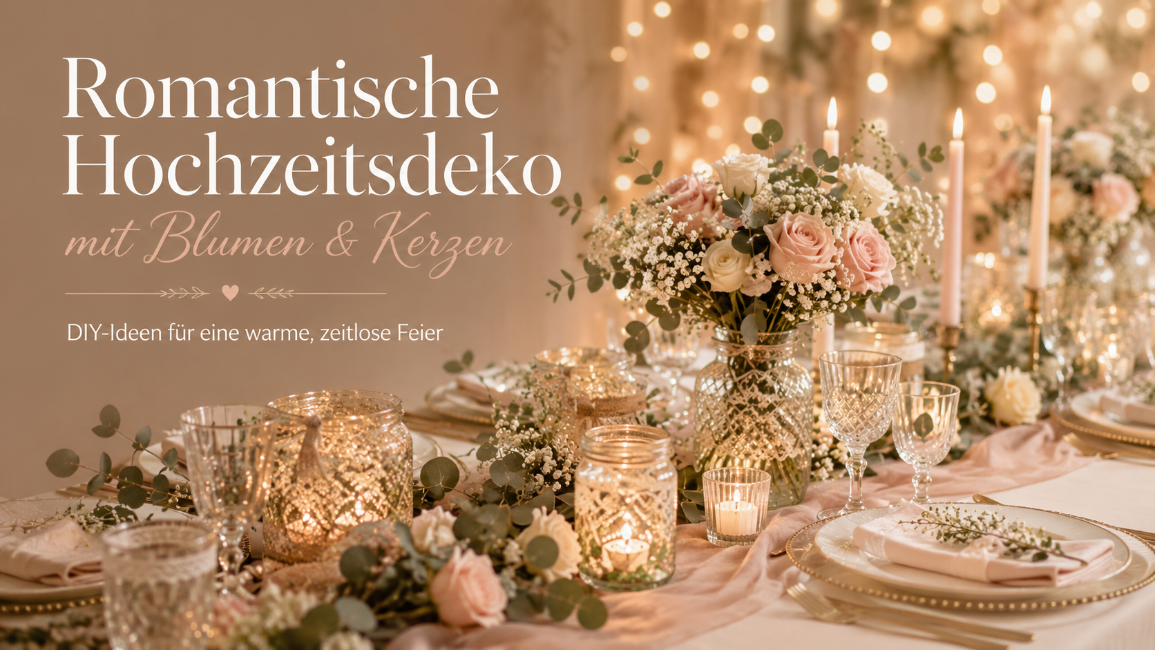 Romantische Hochzeitsdeko: Ideen mit Blumen & Kerzen