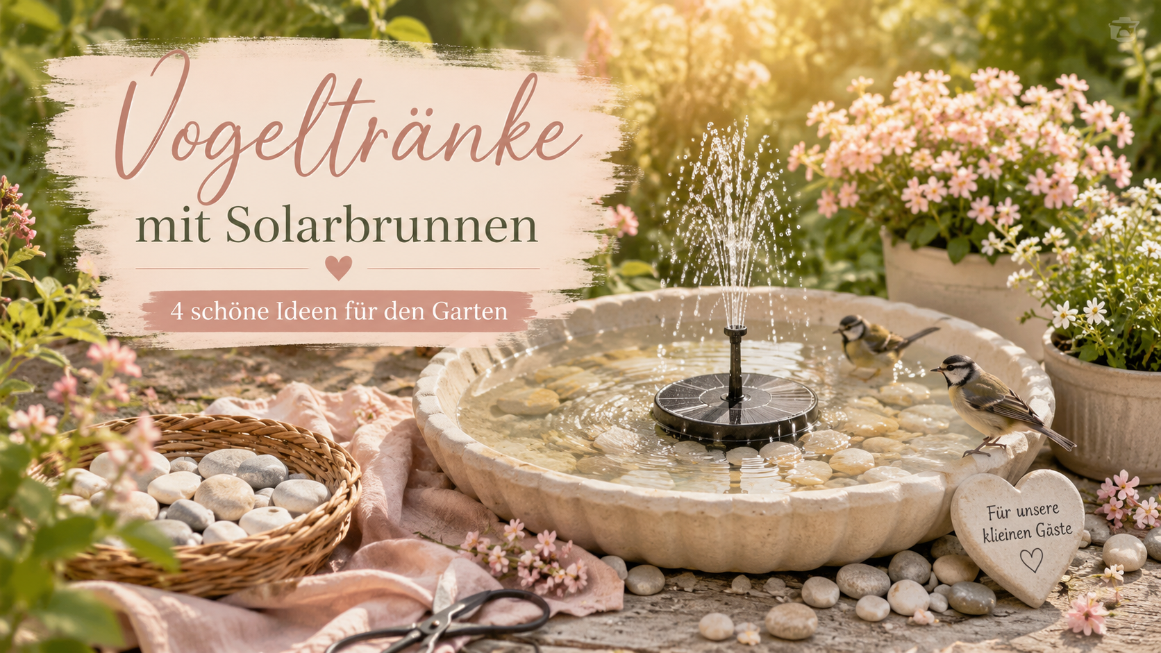 Vogeltränke mit Solarbrunnen: 4 schöne Ideen für den Garten