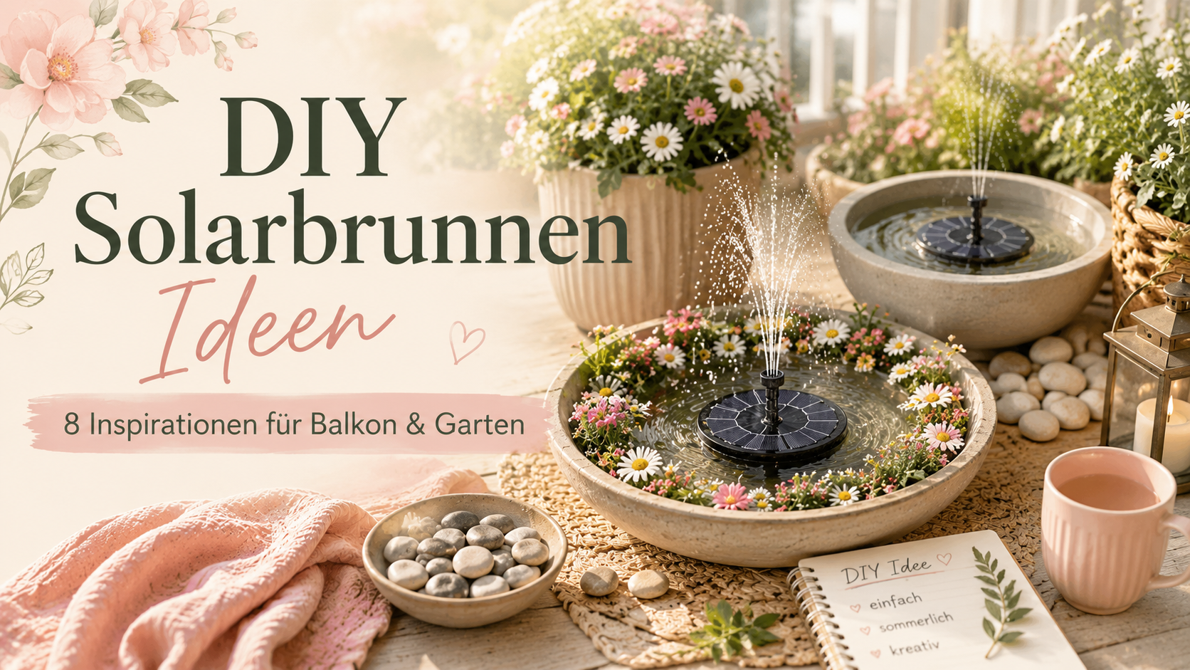 DIY Solarbrunnen Ideen: 8 Inspirationen für Balkon & Garten