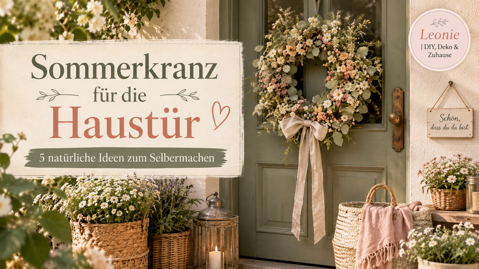 Sommerkranz Haustür selber machen: 5 natürliche Ideen mit Blumen & Naturdeko