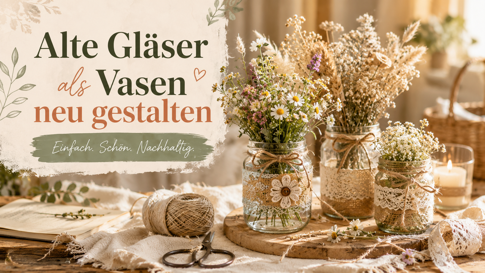 Alte Gläser als Vasen neu gestalten: 5 einfache DIY-Ideen für dein Zuhause