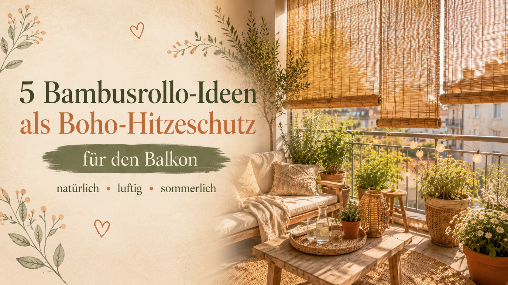 Bambusrollo Balkon: 5 Boho-Ideen für natürlichen Hitzeschutz