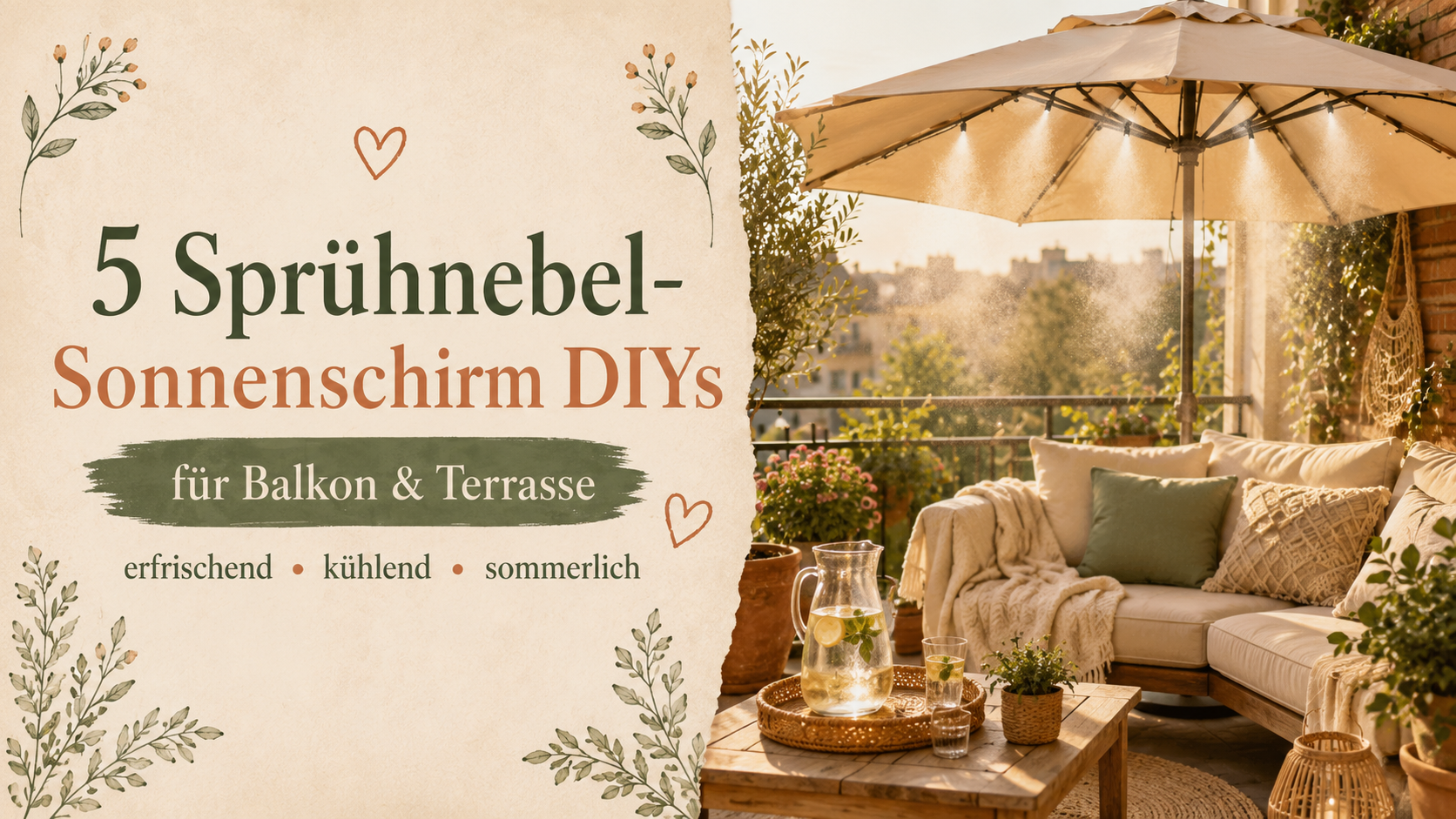 Sprühnebel Sonnenschirm DIY: 5 erfrischende Ideen für Balkon & Terrasse