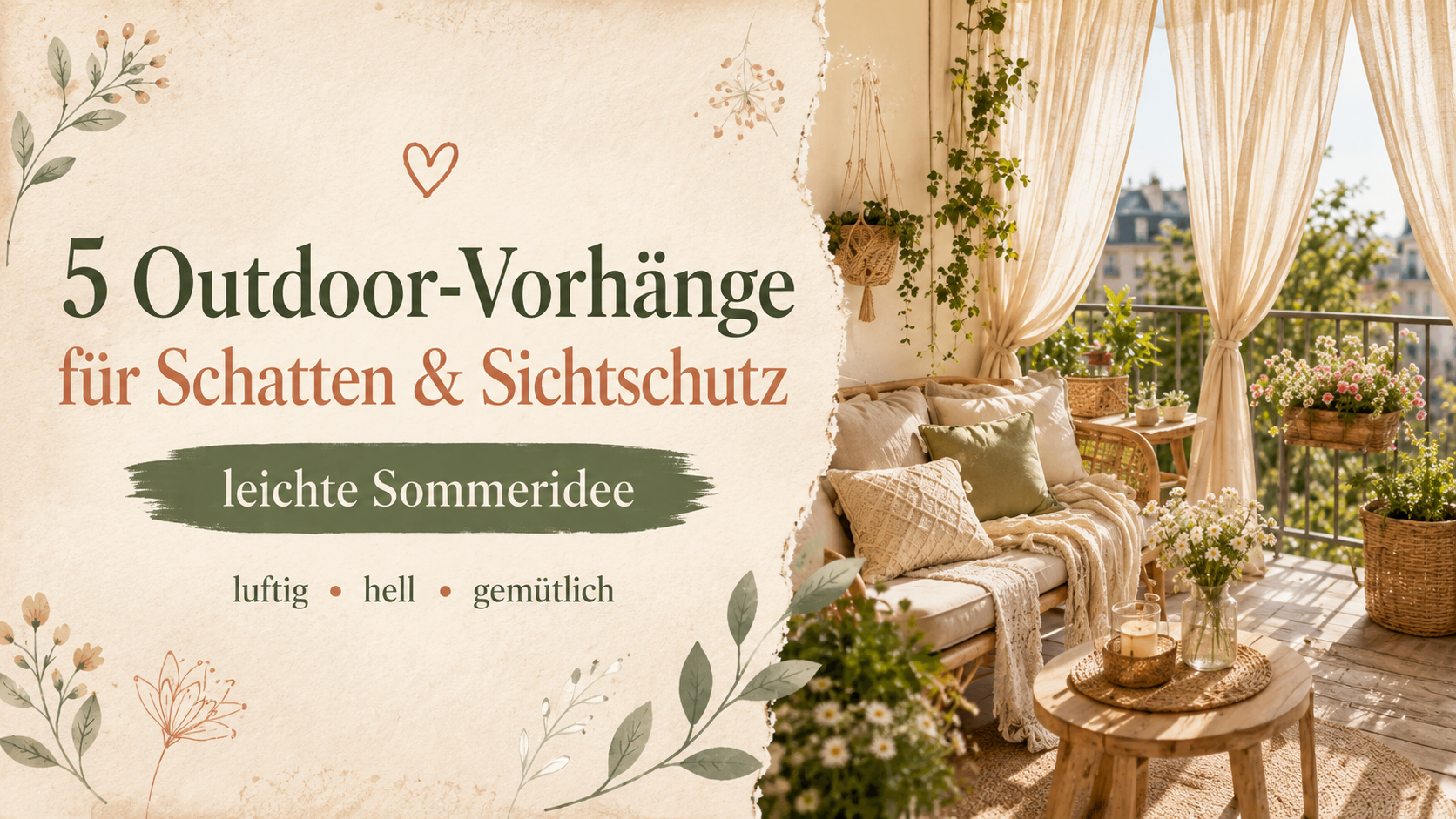 Outdoor Vorhänge Balkon: 5 leichte Ideen für Schatten & Sichtschutz