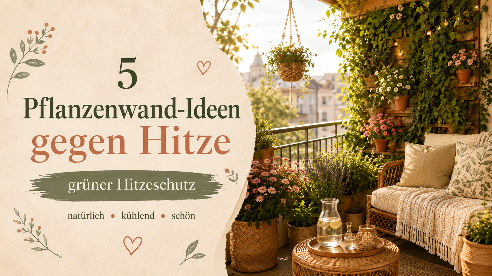 Pflanzenwand gegen Hitze: 5 grüne Ideen für Balkon & Terrasse