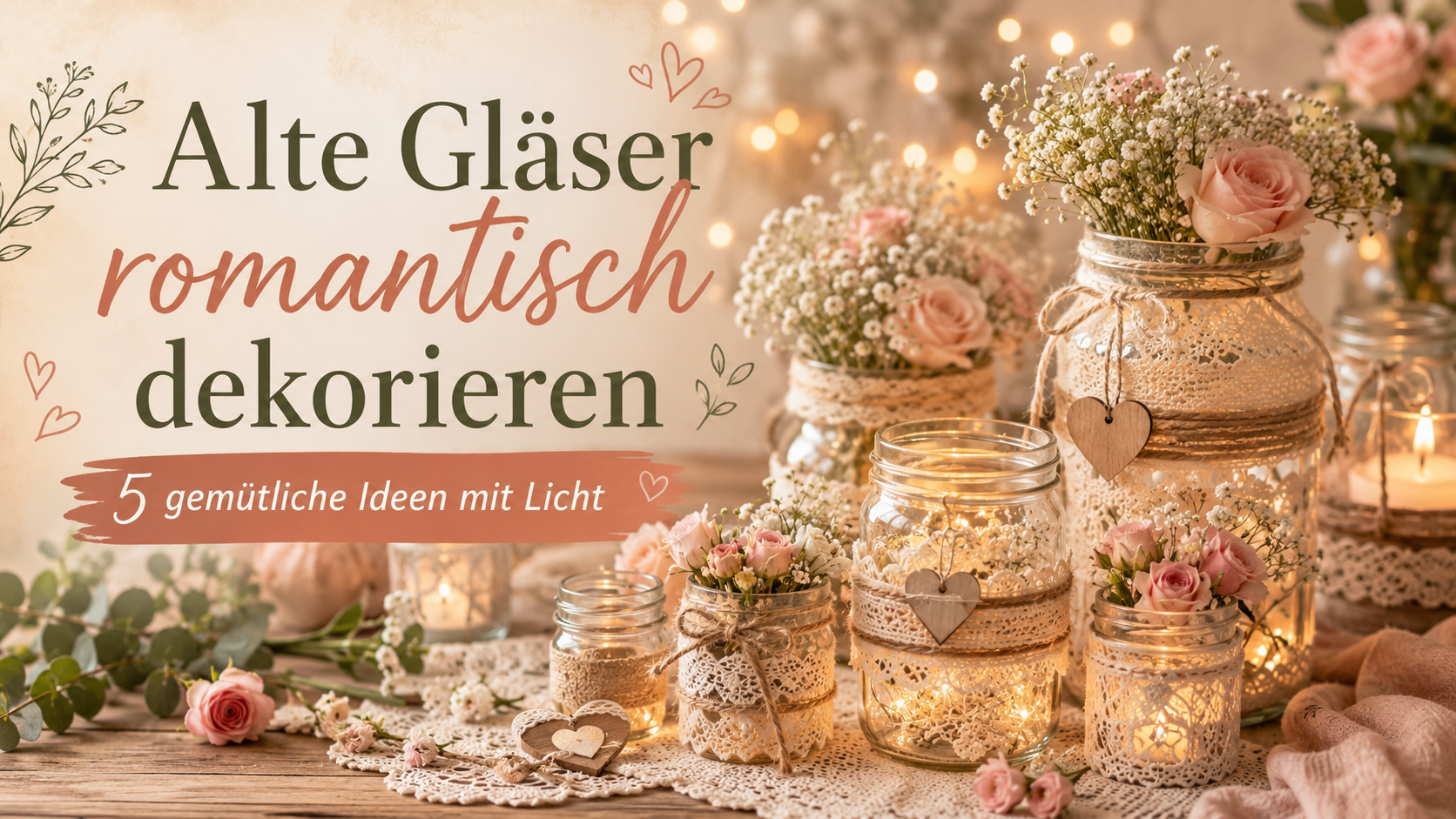 Alte Gläser romantisch dekorieren: 5 gemütliche DIY-Ideen mit Licht