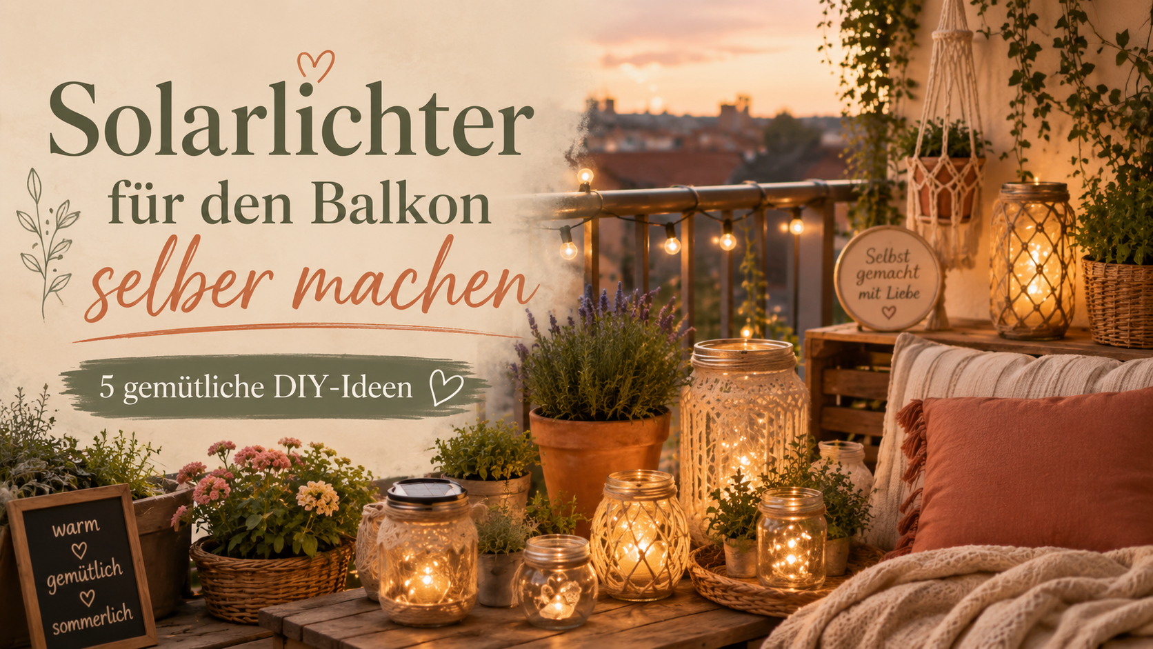Solarlichter für den Balkon selber machen: 5 gemütliche DIY-Ideen für Sommerabende