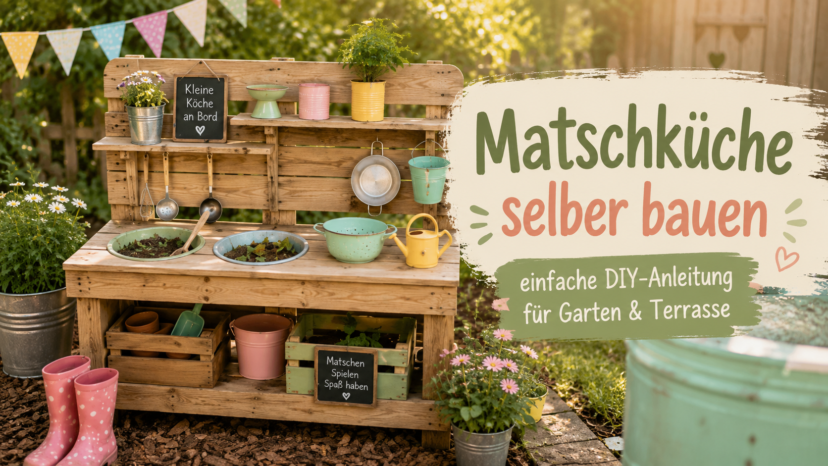 Matschküche selber bauen: einfache DIY-Anleitung für Garten und Terrasse