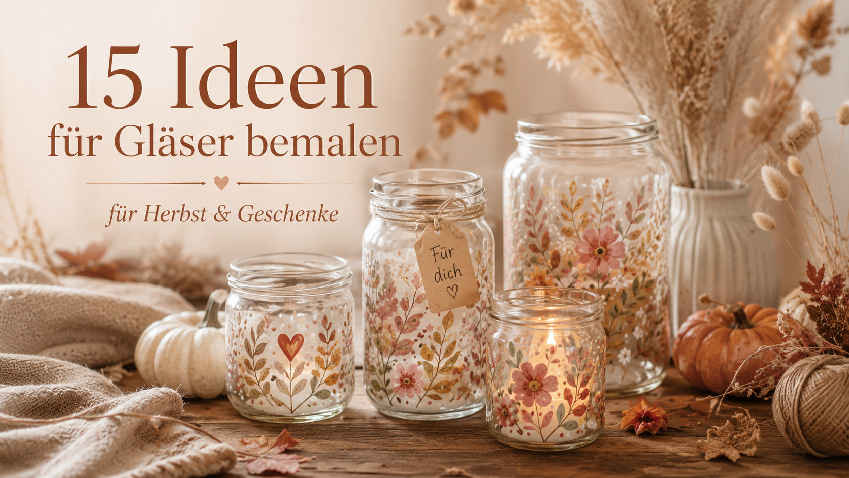 Gläser bemalen: 15 Ideen für Herbst und Geschenke