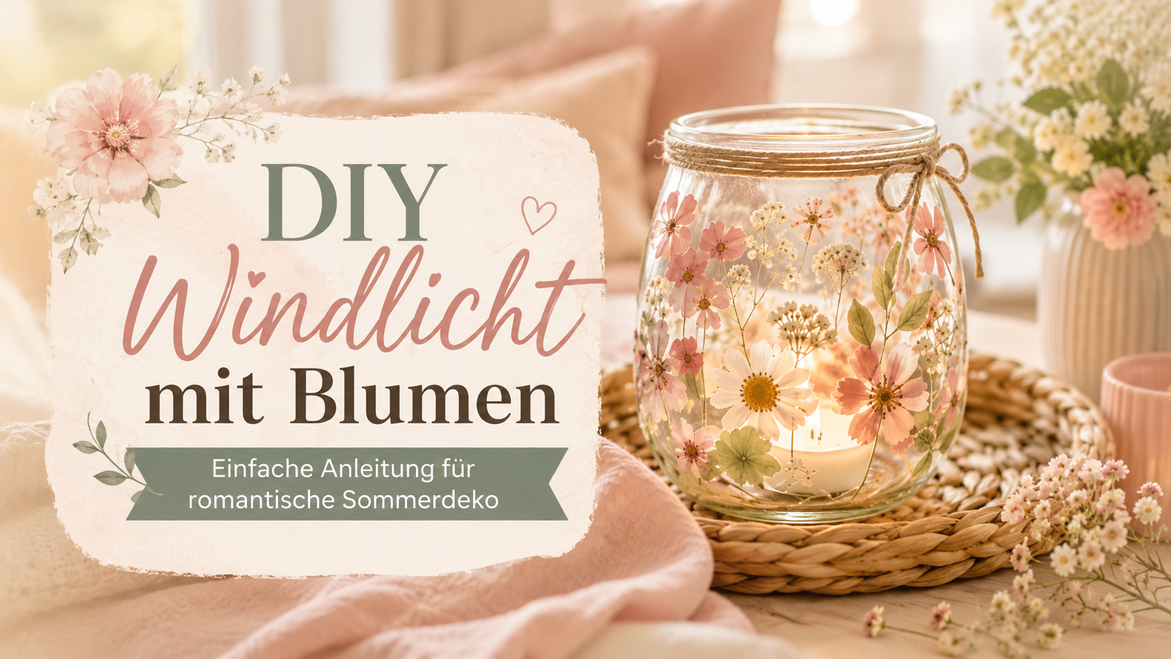 DIY Windlicht mit Blumen: einfache Anleitung für romantische Sommerdeko