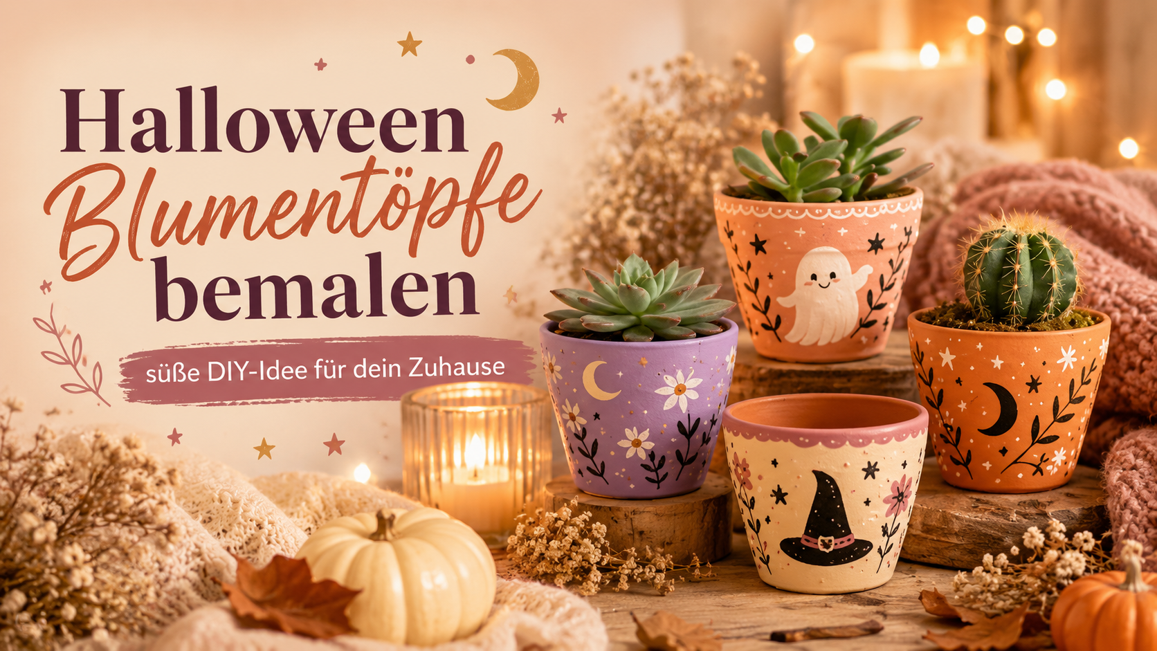 Halloween Blumentöpfe bemalen: einfache DIY-Idee für dein Zuhause