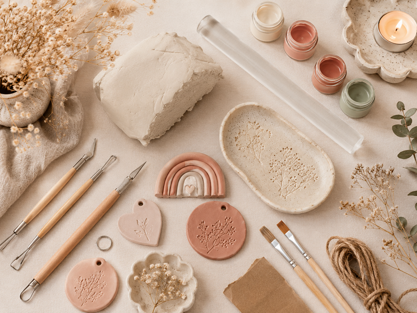 Materialien für Projekte aus lufttrocknender Modelliermasse