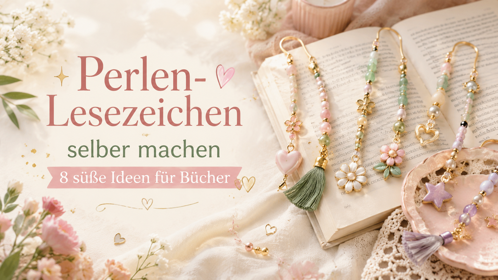 Perlen-Lesezeichen selber machen: 8 süße Ideen für Bücher