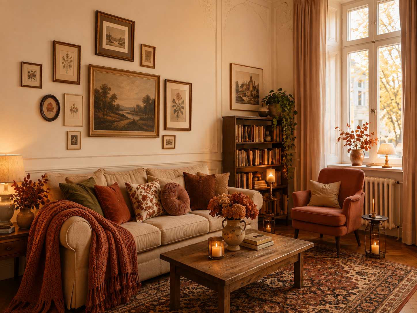 Warme Galeriewand in einem hohen Altbau Zimmer