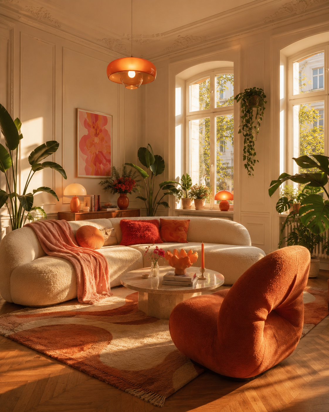Warm eingerichtete Altbauwohnung mit Pflanzen und persönlicher Raumgestaltung