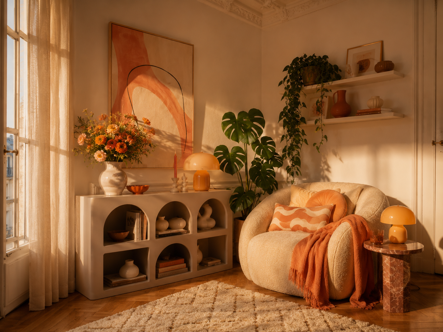 Orange und Creme Einrichtung