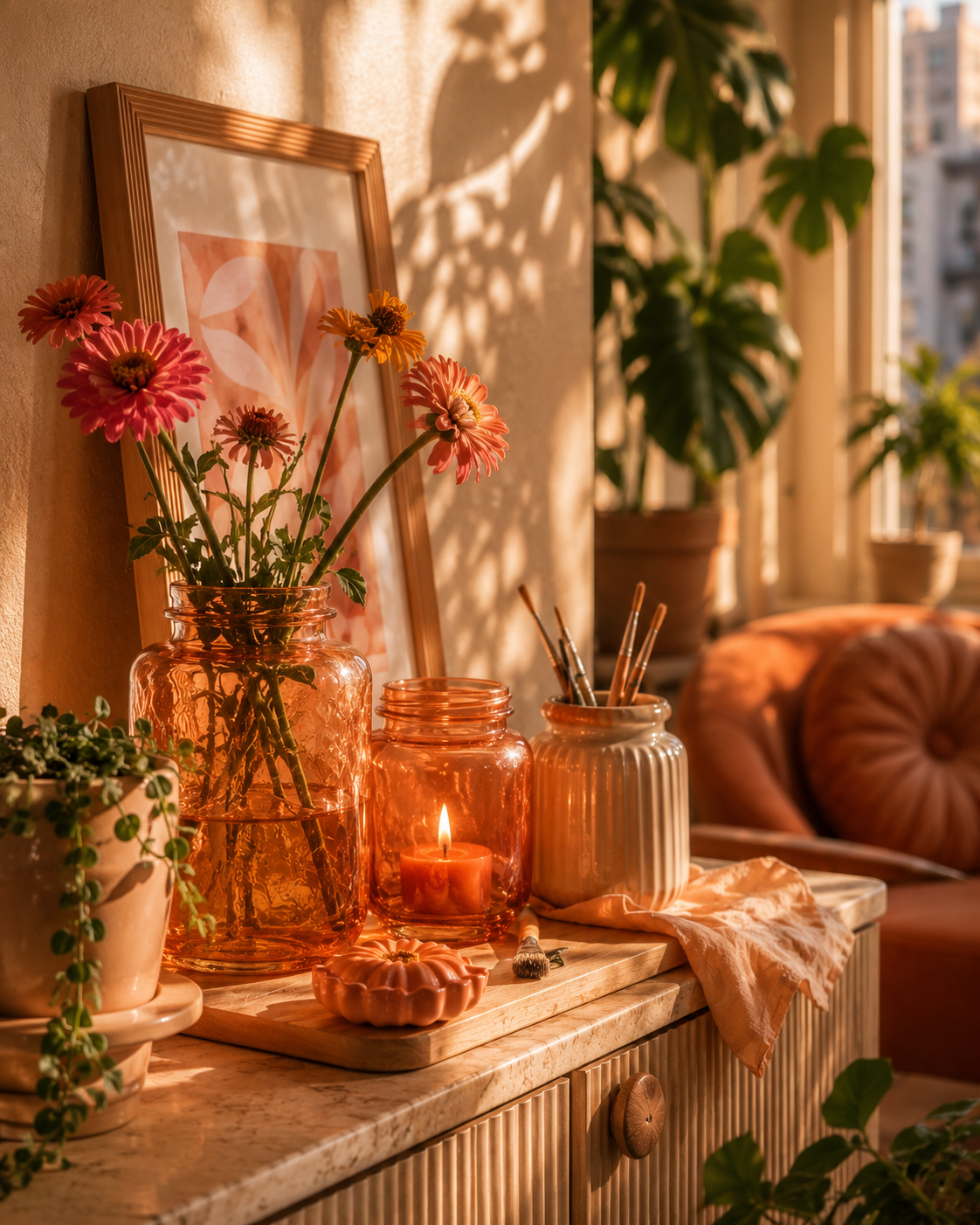DIY Dekoration in warm eingerichteter Wohnung