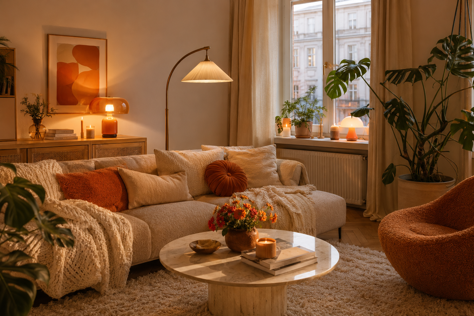 Orange und Creme Einrichtung