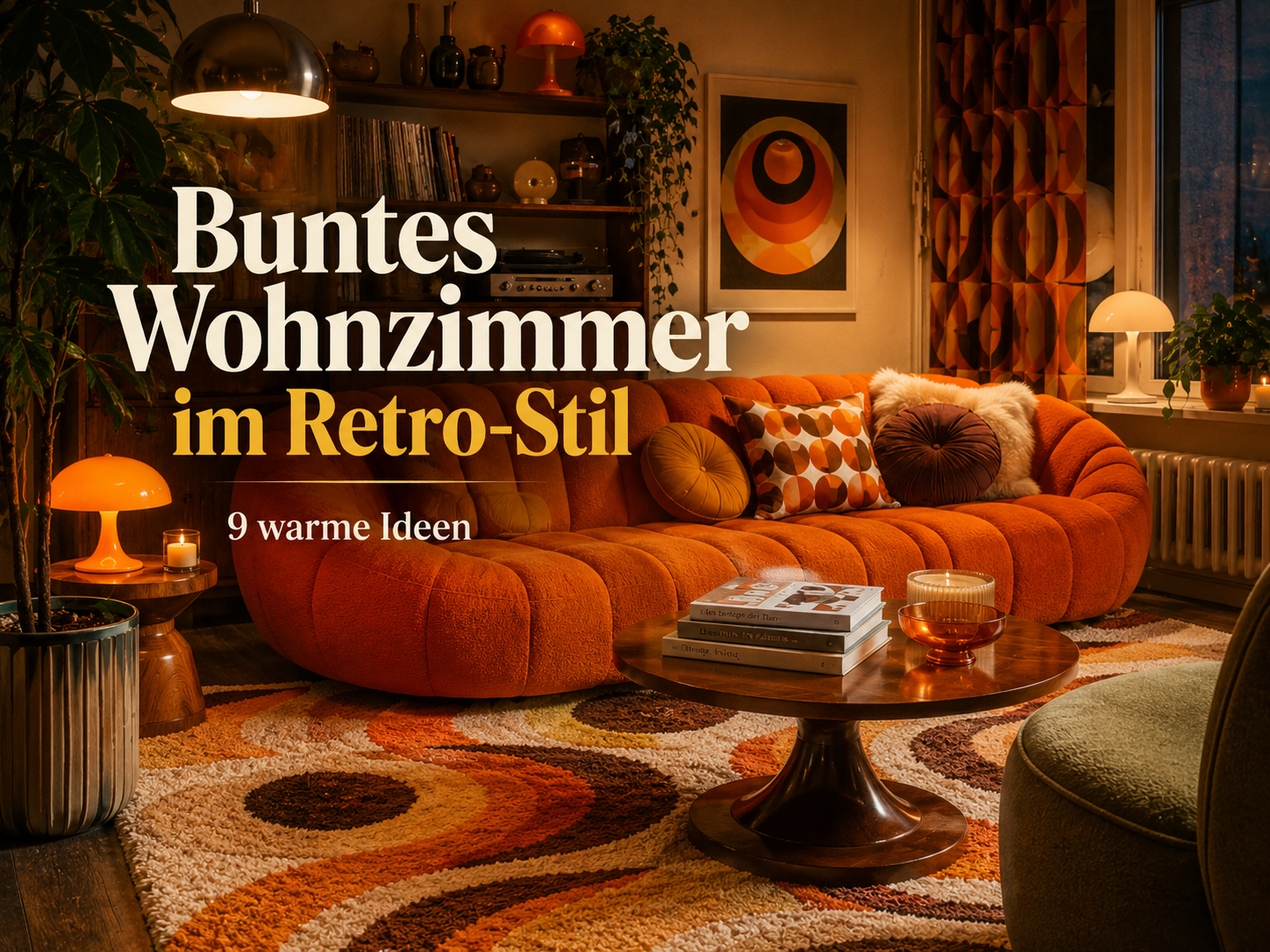 Buntes Wohnzimmer im Retro-Stil: 9 warme Ideen