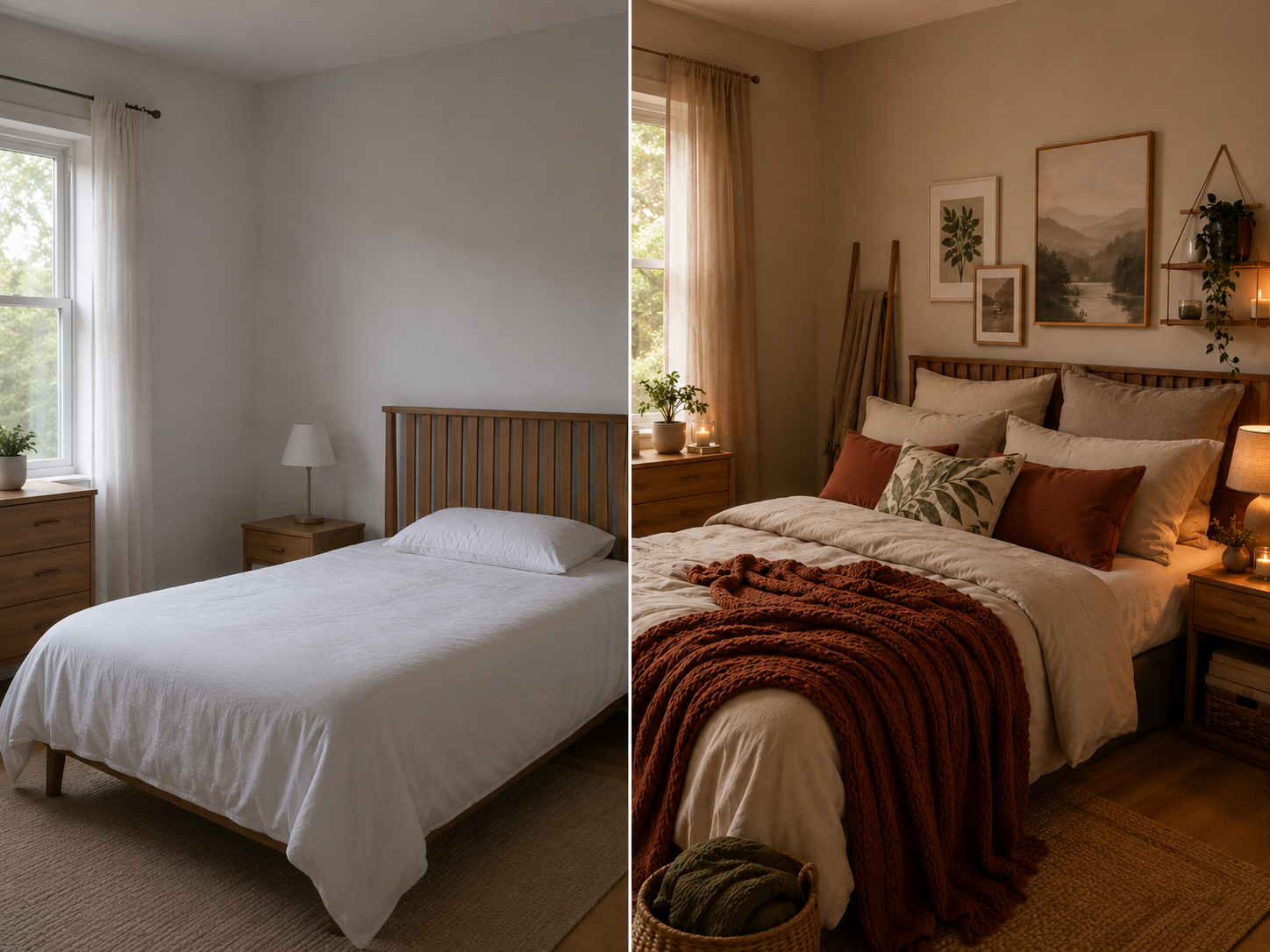Vorher Nachher Schlafzimmer Makeover mit kleinem Budget