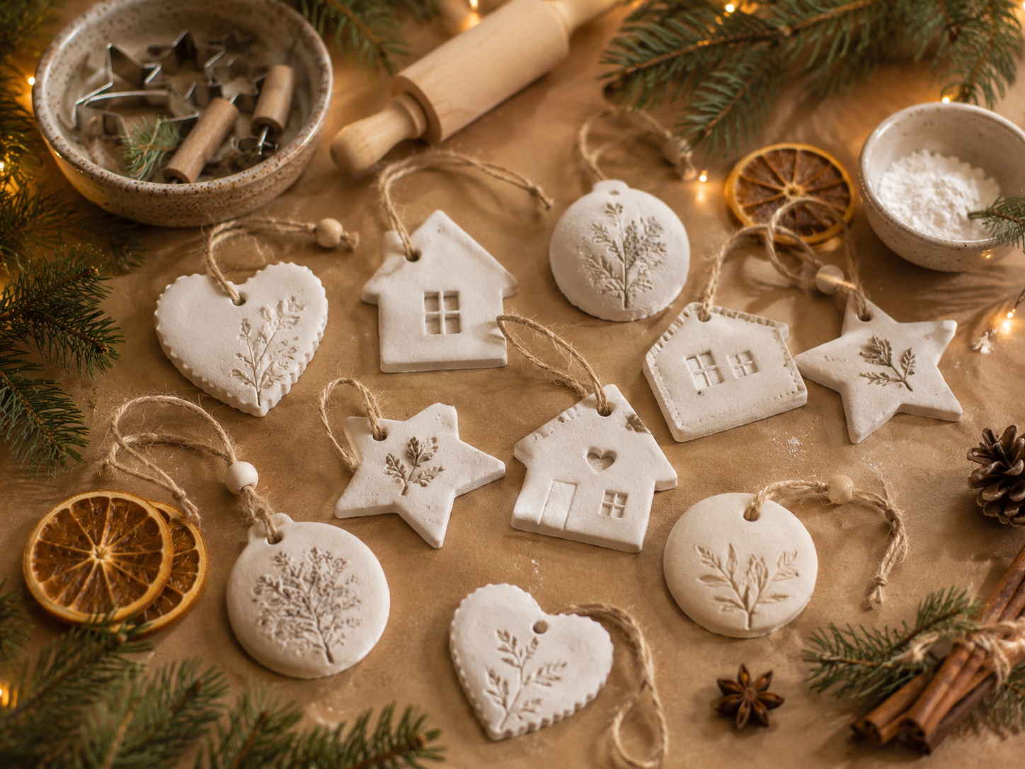 Weihnachtsanhänger aus lufttrocknender Modelliermasse